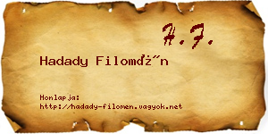 Hadady Filomén névjegykártya